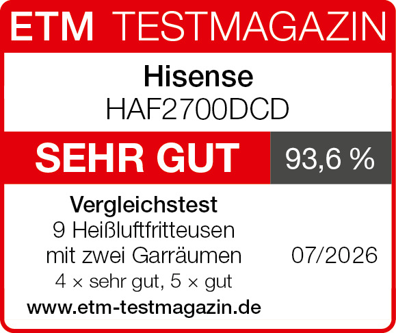 Fritéza teplovzdušná Hisense HAF2700DCD čierna ocenenie etm