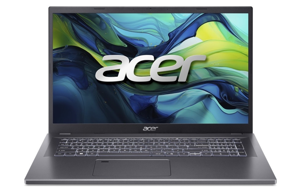 Notebook Acer Aspire 17 (A17-51M-753U) sivý Otvorený a zapnutý notebook Acer Aspire 17 (A17-51M-753U) spredu