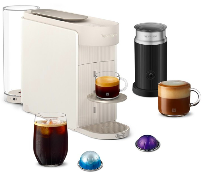 Kapsľový kávovar DeLonghi Nespresso Vertuo Up Bundle ENV200.WAE biely s Aeroccino 3″ width=