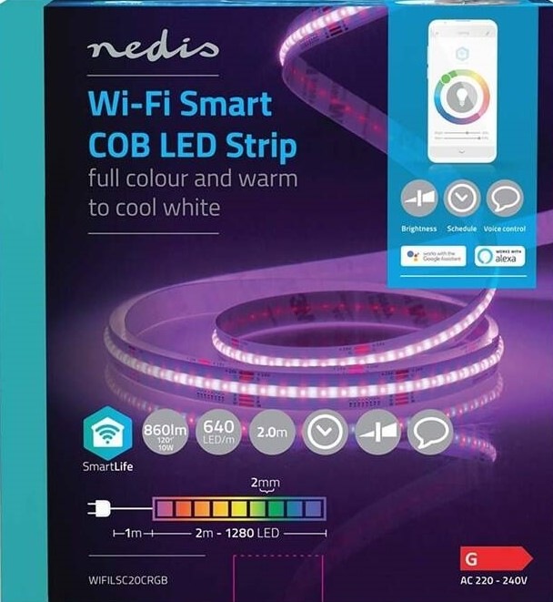 LED pásik Nedis SmartLife, Wi-Fi, RGB, teplá až studená biela, 2m