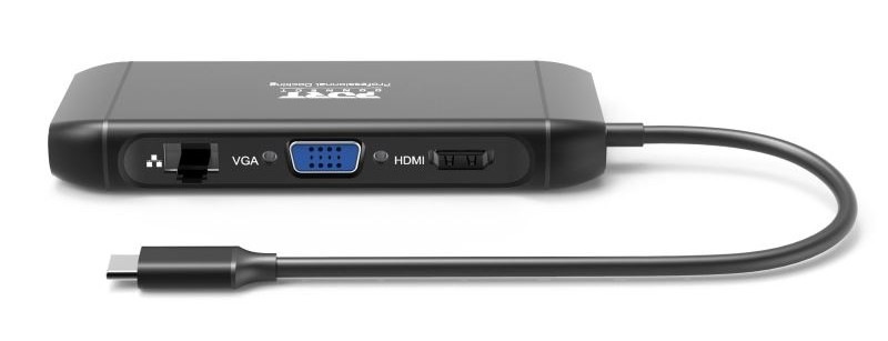 Dokovacia stanica PORT CONNECT 8v1 DUAL SCREEN, HDMI, VGA, 3xUSB-A, RJ-45, TF, SD čierna