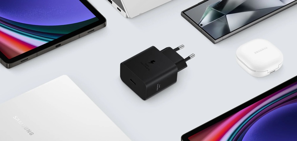 Nabíjačka do siete Samsung 45W, USB-C čierna Nabíjačka do siete Samsung 45W a rôzne kompatibilné zariadenia