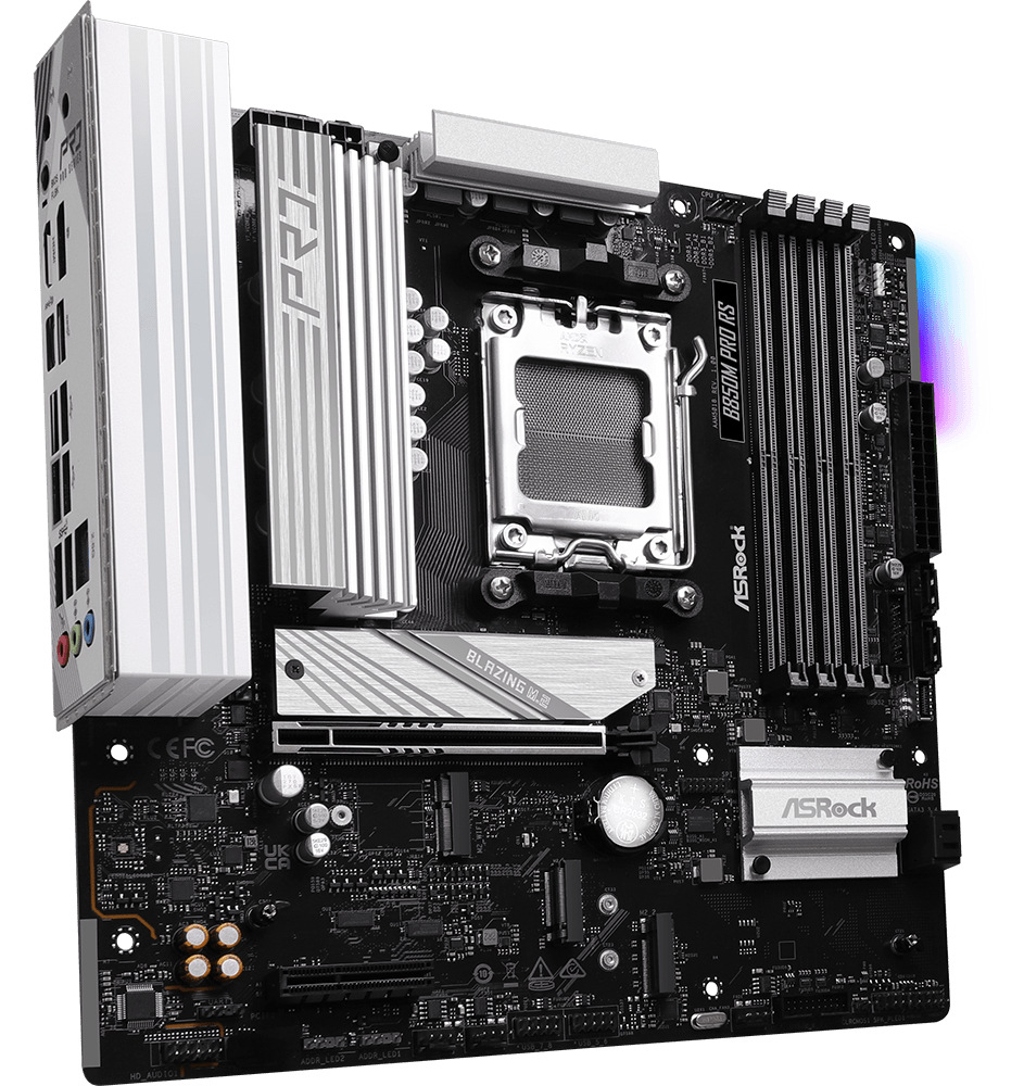 Základná doska ASRock B850M Pro RS pre AMD AM5 v čierno-striebornom prevedení s podporou DDR5
