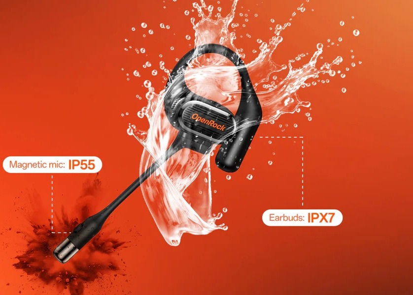Slúchadlá OneOdio OpenRock Link 20 – športový otvorený bezdrôtový odnímateľný mikrofón s Bluetooth čierna Slúchadlo OpenRock Link 20 so striekajúcou vodou