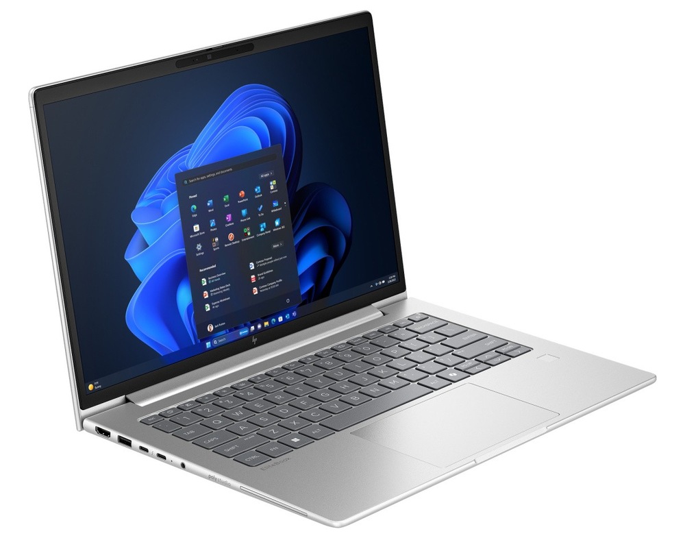 Notebook HP Elitebook 6 G2a 14" strieborný Otvorený a zapnutý notebook HP Elitebook 6 G2a 14" otočený doprava