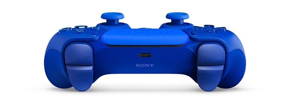 Bezdrôtový ovládač Sony DualSense Pro PS5 - Icon Blue Special Edition modrý Predný pohľad na ovládač Sony DualSense Pro PS5 – Icon Blue Special Edition s viditeľným portom typu USB-C.