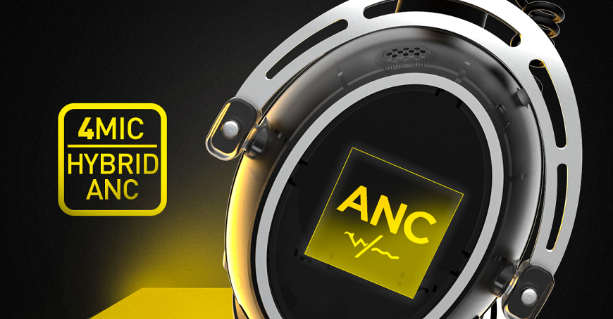 Headset HATOR Hypergang 3 Wireless biely Schéma mikrofónov hybridného ANC v mušli headsete HATOR Hypergang 3 Wireless