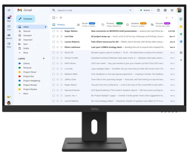 Monitor Lenovo ThinkVision E27-40 27", WLED podsvietenie, IPS panel, 4ms, 1500: 1, 300cd/m2, 1920 × 1080 Full HD, - čierny