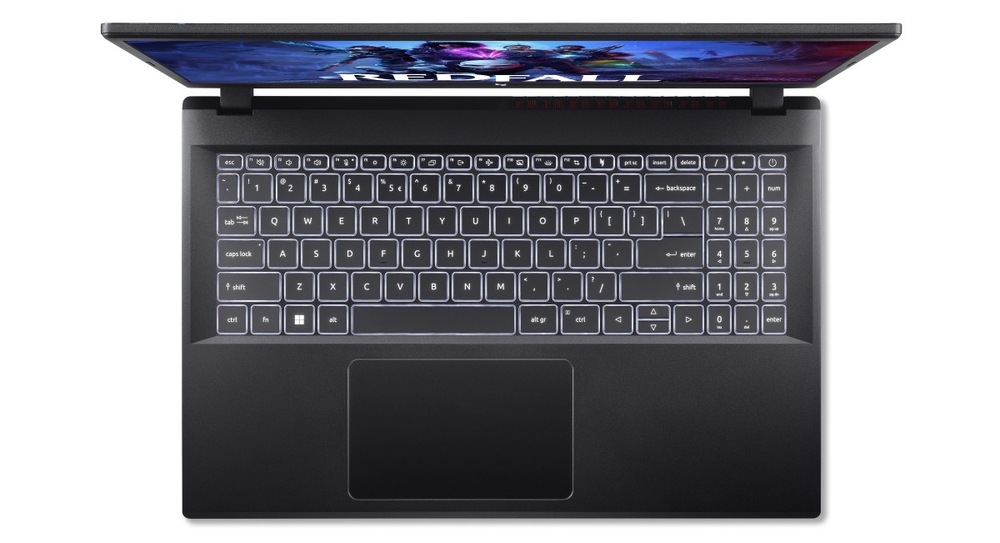 Notebook Acer Nitro V 15 (ANV15-41-R7DV) čierny Pohľad zhora na klávesnici notebooku Acer Nitro V 15″ width=