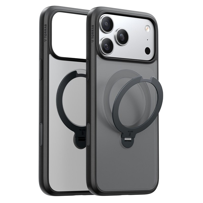 Kryt na mobil Torras Ostand Q3 Spin Apple iPhone 17 Pro Max, v čiernom prevedení
