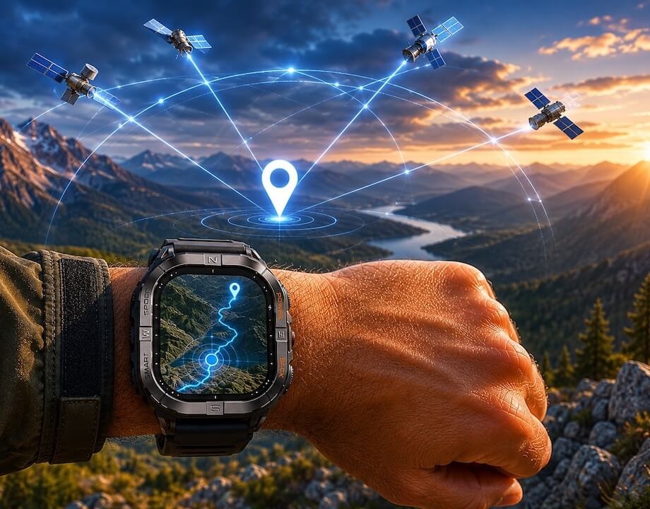 Inteligentné hodinky Carneo GTR Outlander HR+ čierne/titánová farba Detail Carneo GTR Outlander HR+ s podporou GPS navigácie pre pohyb v prírode