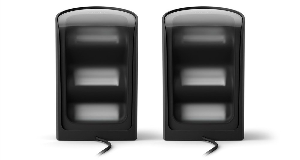 Stolové svietidlo Philips Hue Wall washer, 20W, EU/UK, White and Color Gradient (2 ks) čierna Detailný záber na dve zhasnuté lampičky Philips Hue Wall washer