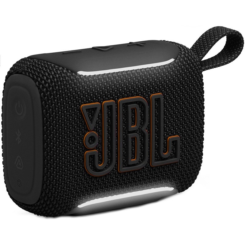 Prenosný reproduktor JBL GO5 v čiernej farbe.