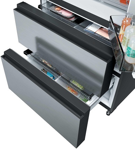 pootvorené zásuvky mrazničky chladničky Haier HFR59F18CWMM