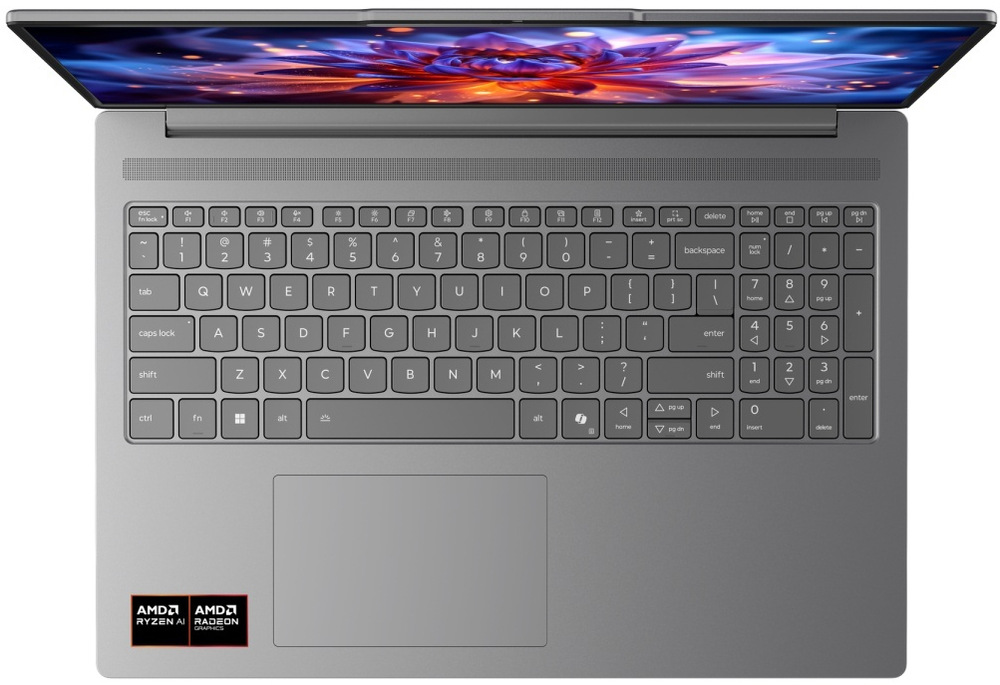 Notebook Lenovo IdeaPad Slim 5 16AGP11 sivý Pohľad zhora na klávesnici notebooku IdeaPad Slim 5″ width=