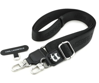 Popruh na krk Karl Lagerfeld Universal Crossbody Choupette Patch v čiernej farbe
