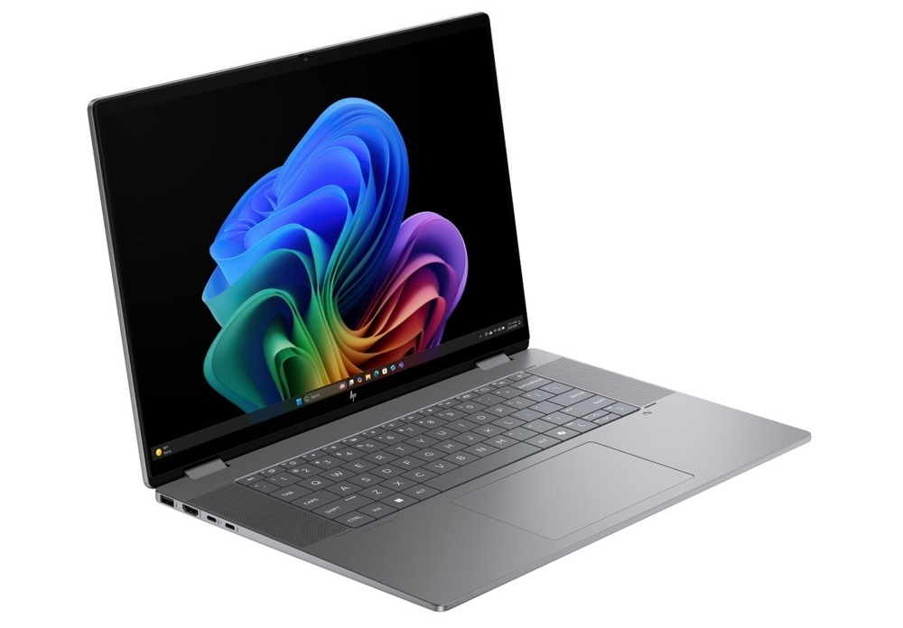 Notebook HP OmniBook X Flip NG AI PC 16-ar0433nc + Game Pass predplatné na 3 mesiace strieborný/šalviová farba Notebook HP OmniBook X Flip NG AI 16-ar0433nc otočený doprava