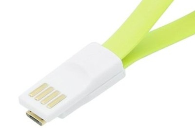 Flat micro USB Cable, ultraplochý, magnetický, délka 20 cm, zelený (green)