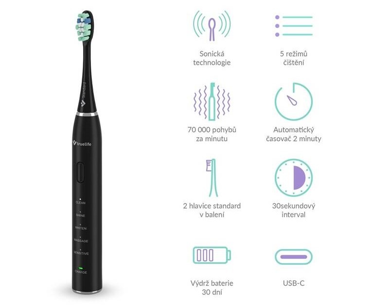 Zubná kefka TrueLife SonicBrush Clean30 Black