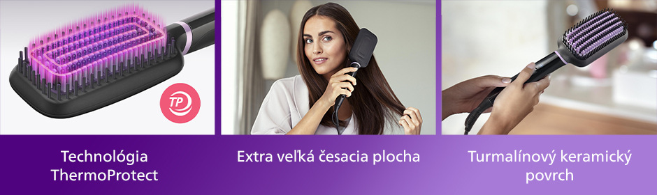 Žehliaca kefa Philips BHH880/00 čierny/fialový