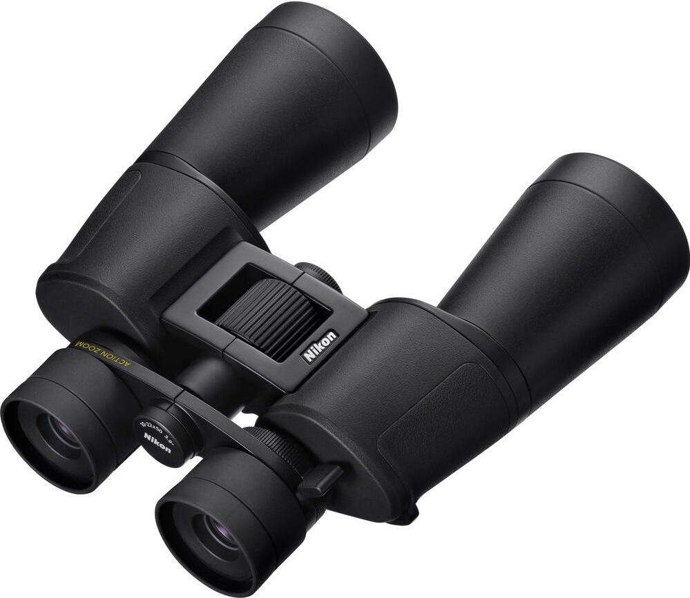Ďalekohľad Nikon Action Zoom 10-22×50 čierny Šikmý pohľad na ďalekohľad Nikon Action Zoom 10–22×50 s veľkými objektívmi