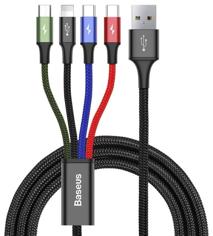 Kábel Baseus 4v1, USB/2x USB-C, Lightning, Micro USB, 1,2m čierny Kábel Baseus 4v1, USB/2x USB-C, Lightning, Micro USB, 1,2m čierny