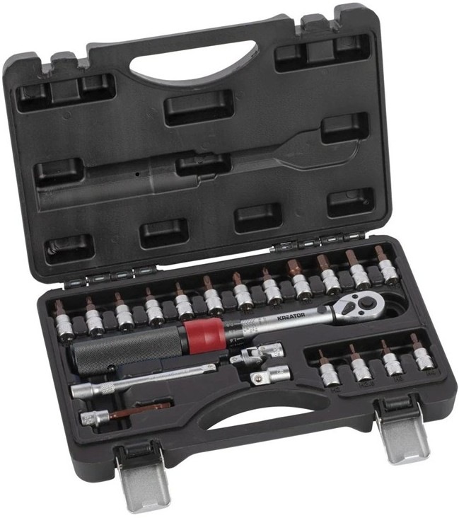 Momentový kľúč Kreator KRTH31001 SET s príslušenstvom v praktickom kufri