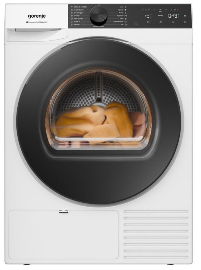 Sušička bielizne Gorenje G400 D48C NatureDry biela sušička bielizne Gorenje D48C NatureDry s čiernym ovládacím panelom v slovenskom jazyku, pohľad spredu