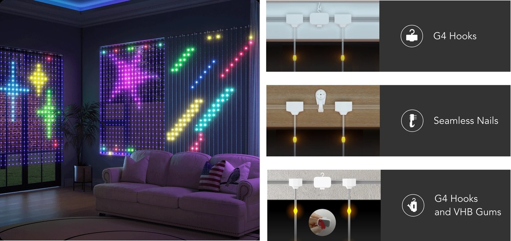 Dekoratívne LED Govee RGBIC Curtain, 520 LED, 1.5 x 2m
