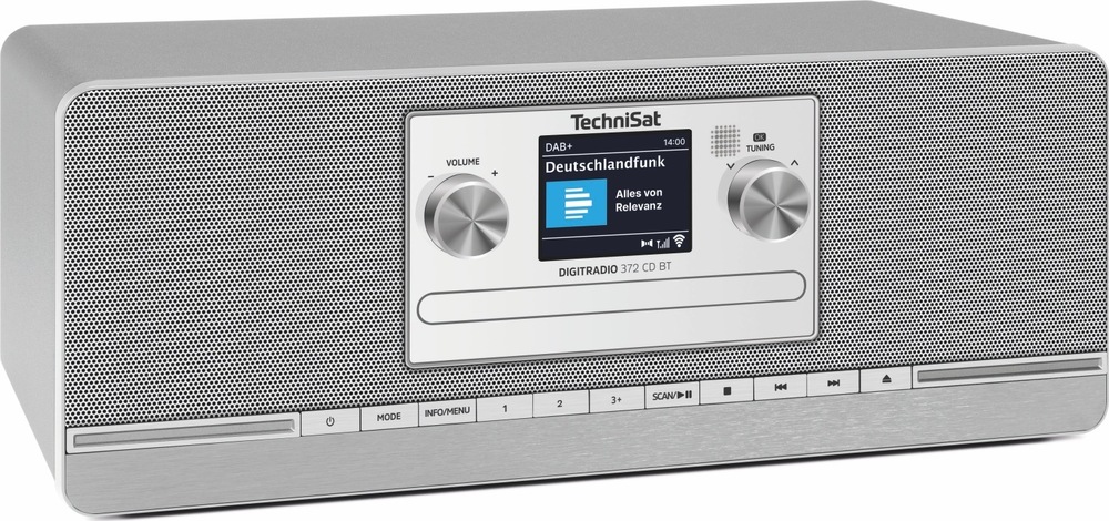 Rádioprijímač s DAB+ Technisat DIGITRADIO 372 CD BT strieborný/sivý Pohľad šikmo spredu na TechniSat DIGITRADIO 372 CD BT