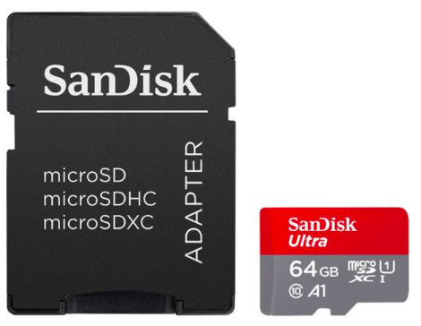 Pamäťová karta SANDISK Micro SDXC Ultra 64GB (140R) A1 Class 10 UHS-I + SD adaptér Pamäťová karta SANDISK Micro SDXC Ultra 64GB (140R) A1 Class 10 UHS-I + SD adaptér