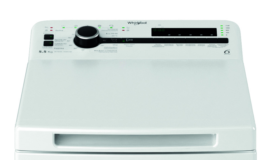 Práčka Whirlpool TDLRB 55140S CS/N biela Práčka Whirlpool TDLRB 55140S CS/N, biela, vrchom plnená, český panel