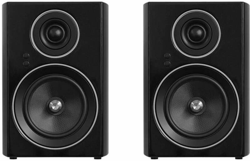 Reproduktory Jamo C707PA MKII (2 ks) čierne regálové aktívne reproduktory s dvojpásmovou konštrukciou a čiernou ozvučnicou