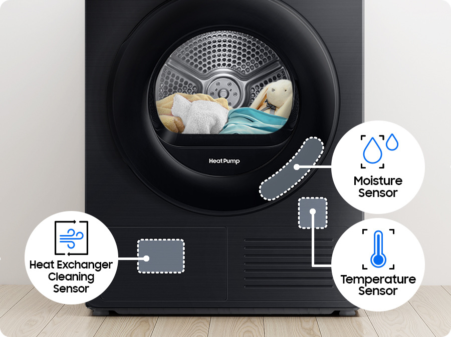 Sušička bielizne Samsung DV90DG52A0ABLE - zakreslenie senzorov