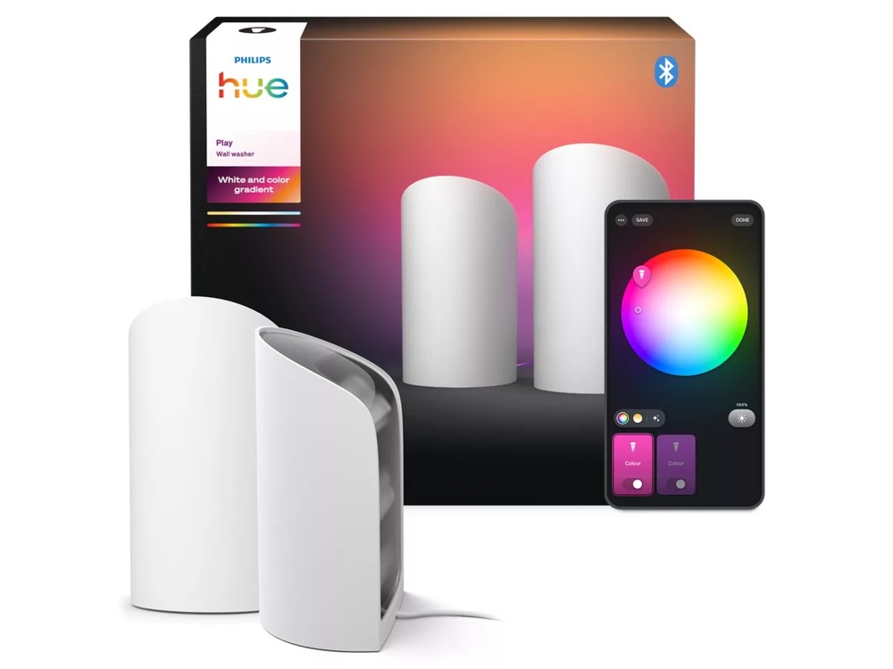 Stolové svietidlo Philips Hue Wall washer, 20W, EU/UK, White and Color Gradient (2 ks) biela Dve svietidlá Philips Hue Wall washer vrátane diaľkového ovládača a originálnej krabice