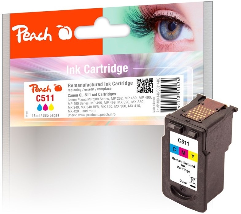 CMY atramentová náplň Peach Canon CL-511 s výťažnosťou 385 strán