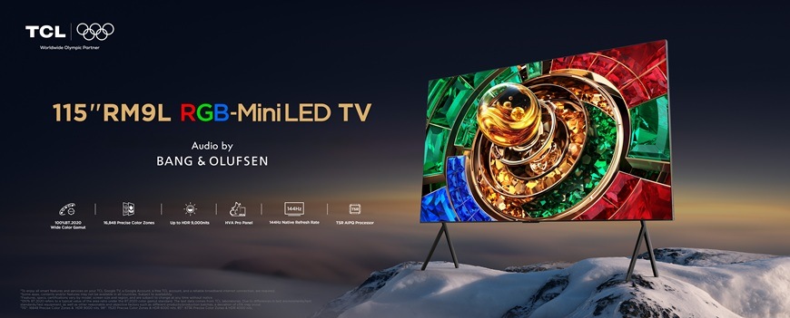 Televízor TCL 115RM9L Televízia TCL 115RM9L s RGB Mini LED technológiou a zvukom Bang & Olufsen ponúka extrémne veľkú uhlopriečku, vysoký jas a pohlcujúci obraz aj zvuk pre špičkové domáce kino.