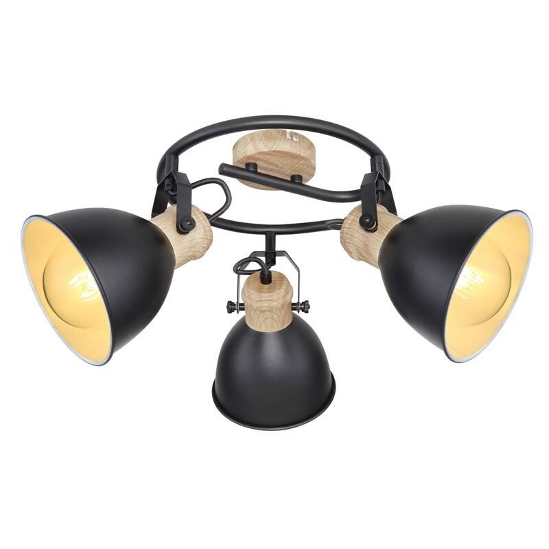 Bodové svietidlo GLOBO Wiho, 3xE27, 40W čierne/imitácia dreva Bodové svietidlo GLOBO Wiho, 3xE27, 40W čierne/imitácia dreva