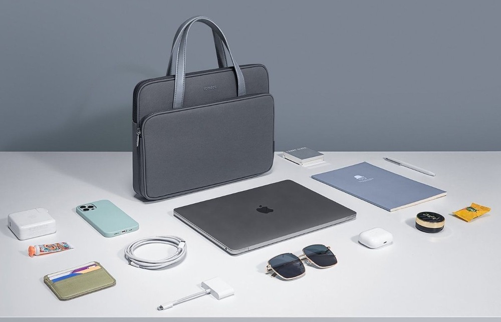 Brašna na notebook tomtoc Premium Briefcase na 14" MacBook Pro (2021) sivá Taška na notebook tomtoc Premium Briefcase na 14" MacBook Pro (2021) - šedá
