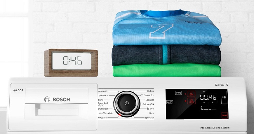 Práčka Bosch Serie 2 WGE03400BY Speed Perfect biela Trička na pračce Bosch a čas znázornující možnost urychleni programu
