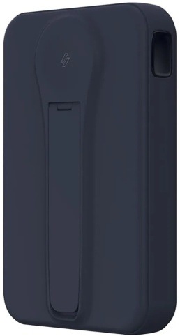 Powerbank ADAM Elements VIONTA C2 Pro 8-in-1 10000 mAh tmavo modrá farba Bočný pohľad na powerbanku Adam Elements s integrovaným pútkom a výklopným stojanom.