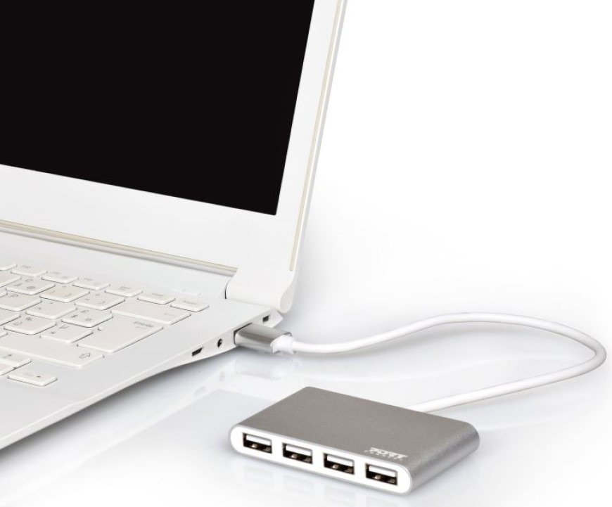USB Hub PORT CONNECT USB-A, 4x USB 2.0 sivý USB Hub PORT CONNECT USB-A, 4x USB 2.0 - sivý