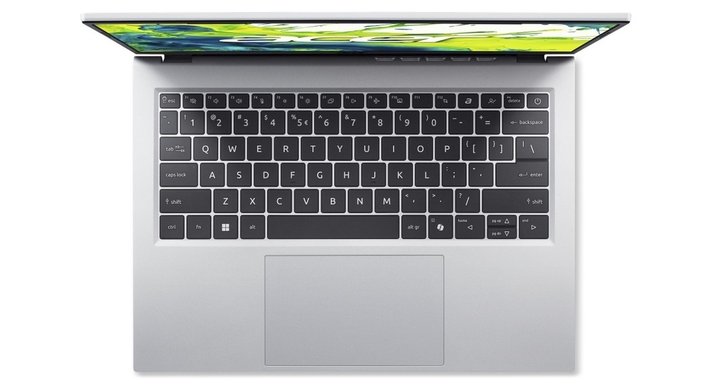 Pohľad zhora na klávesnici notebooku Acer Aspire Go 14 (AG14-72P-570S)
