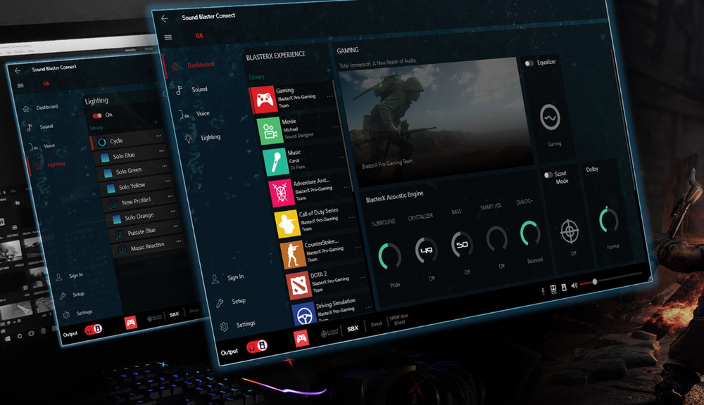 Zvuková karta Creative Sound Card Sound Blaster X G6 Creative Sound Card Sound Blaster X G6 je možné vyladiť prostredníctvom Sound Blaster Command