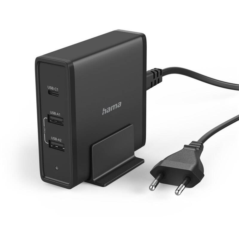 Nabíjačka do siete Hama 1x USB-C, 2x USB-A, PD 65 W čierna