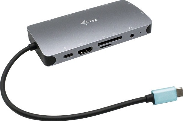 Dokovacia stanica i-tec s portami USB-C, HDMI, čítačkou SD/microSD a 3,5 mm audio konektorom.