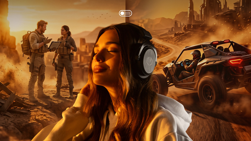 Headset ENDORFY VIRO Infra Wireless čierny Headset ENDORFY VIRO Infra Wireless pri počúvaní so zvukovými profilmi pre rôzne využitie