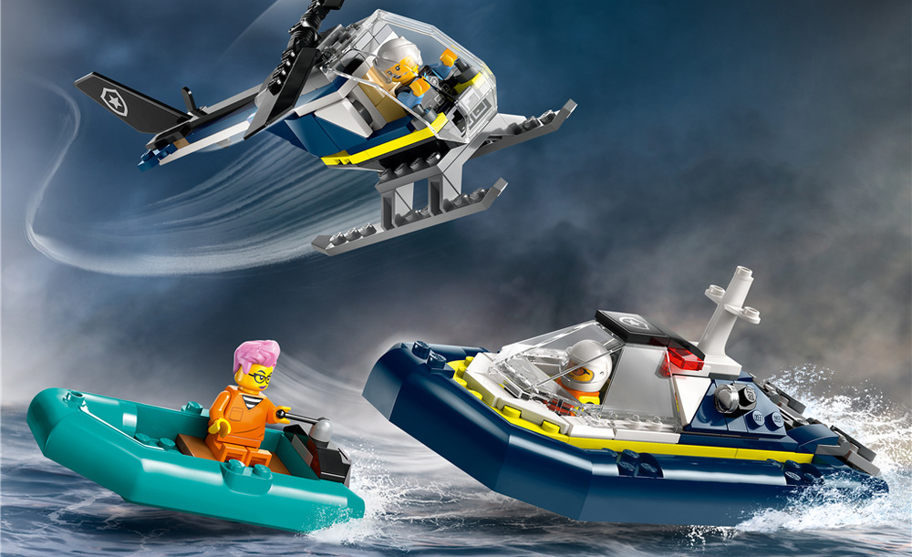 Stavebnica LEGO® City 60419 Policie a vězení na ostrově Sedem minifigúrok, policajný pes a žralok umožní deťom rozohrávať napínavé úteky, zásahy aj naháňačky.