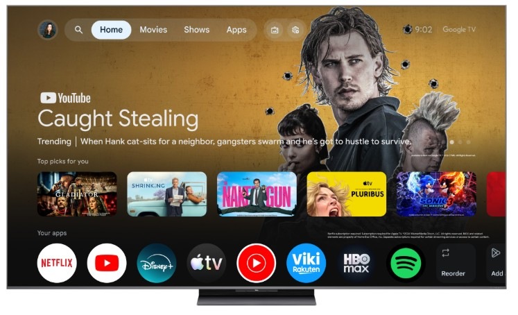 Múdra televízia TCL s Google TV, prehľadné rozhranie s aplikáciami ako Netflix, YouTube, Disney+ a ďalšími streamovacími službami.
