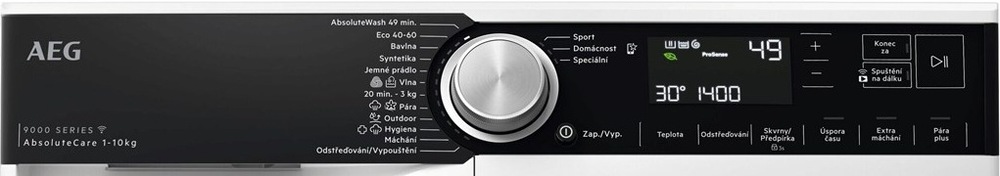 Práčka AEG série 9000 LFR95146SUC biela Ovládací panel práčky AEG LFR95146SUC